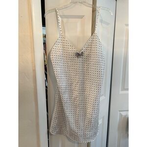 Beth Michaels Polka Dot Slip Dress Size M Vintage Cami Nightgown Bow Detail Ling